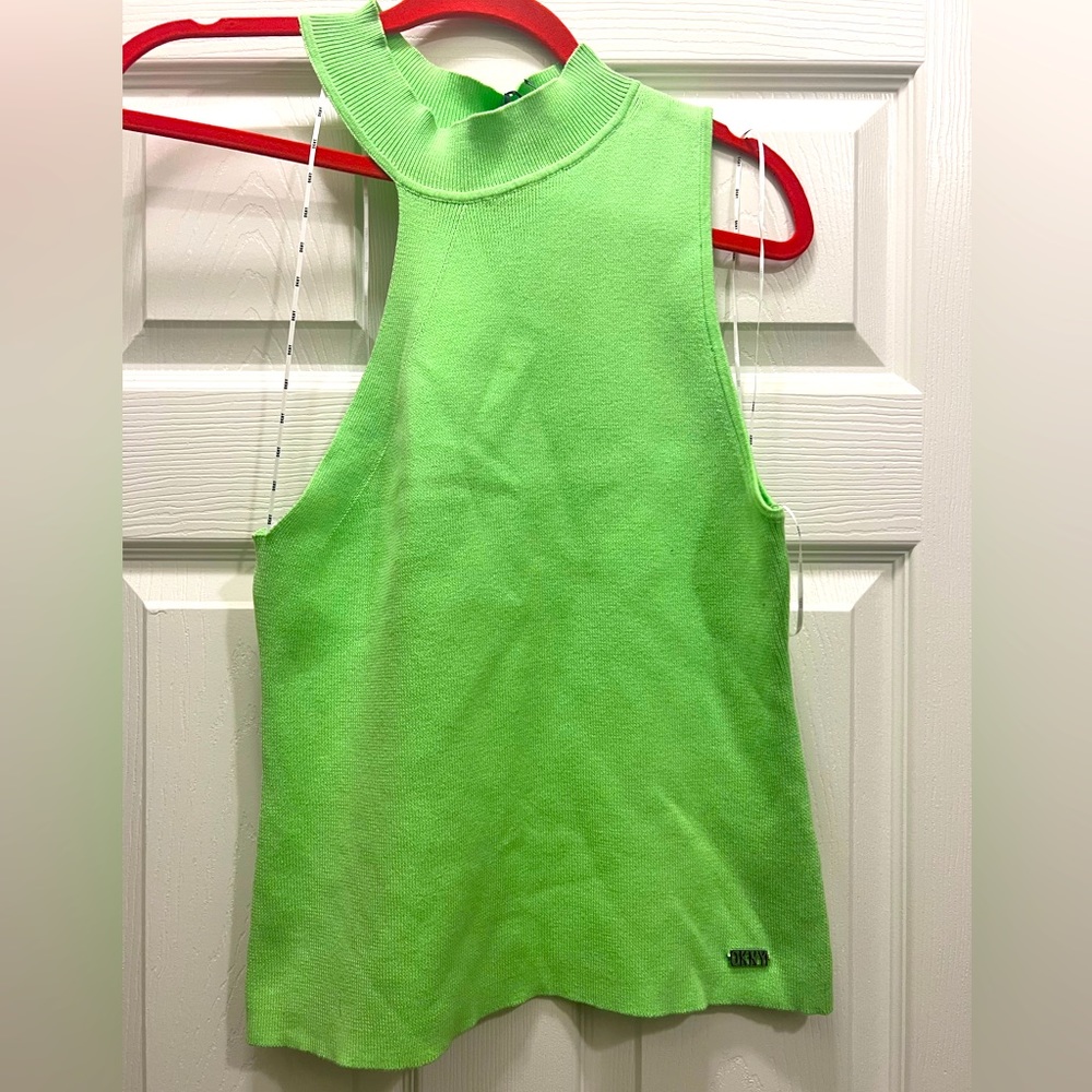 Bright Green/Neon DKNY One Shoulder Tank Top. Brand New With Tag. Size L